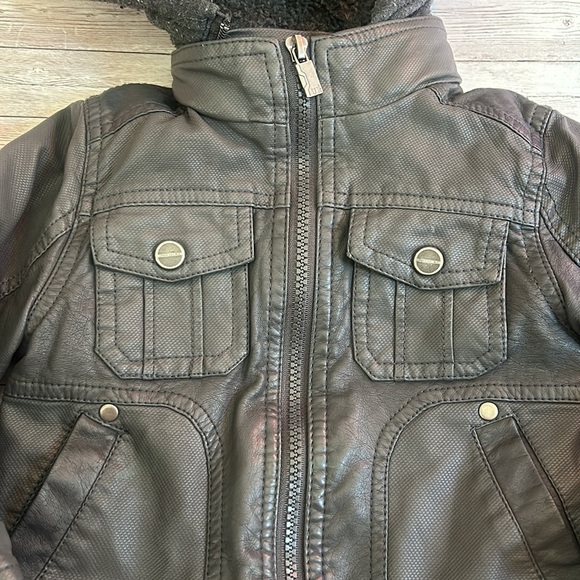 Urban Republic Toddler Boys Grey Faux Leather Hooded Combo Jacket - Picture 2 of 6